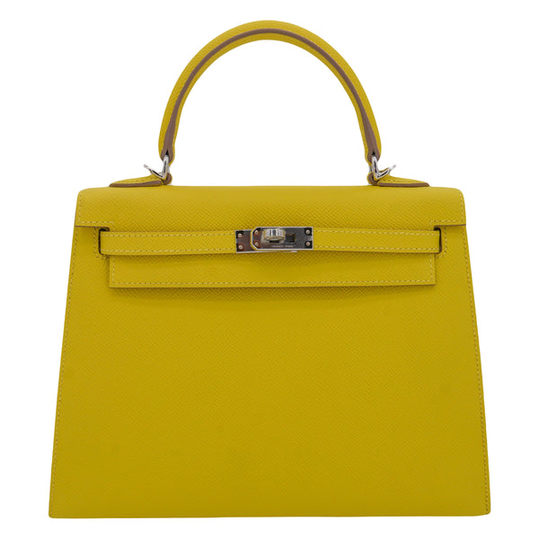 Herm�s 25cm Kelly Sellier Lime Epsom Leather Palladium Hardware