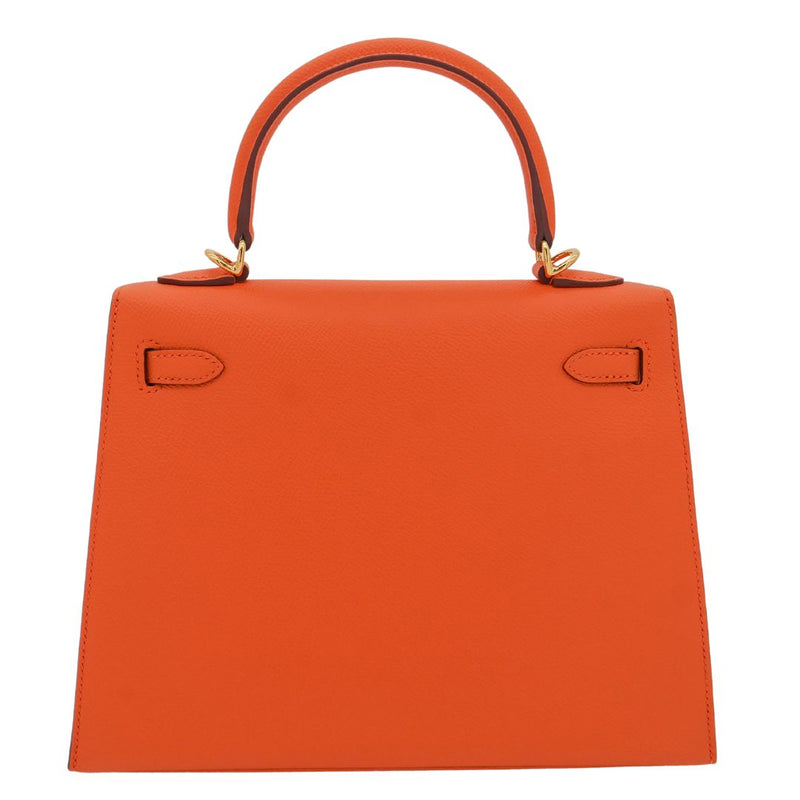 Herm�s 25cm Kelly Sellier Orange Epsom Leather Gold Hardware