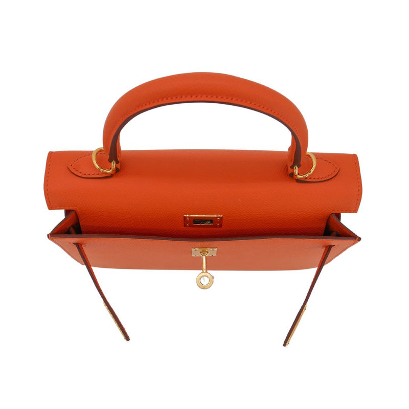 Herm�s 25cm Kelly Sellier Orange Epsom Leather Gold Hardware