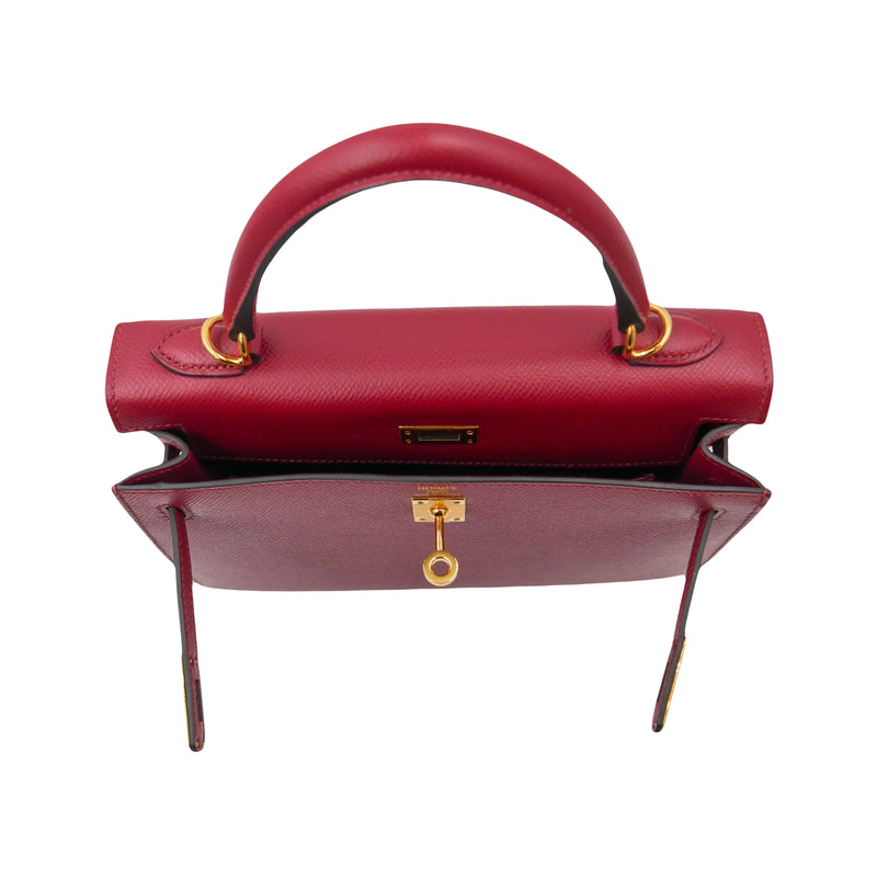 Herm�s 25cm Kelly Sellier Rouge Grenat Epsom Leather Gold Hardware