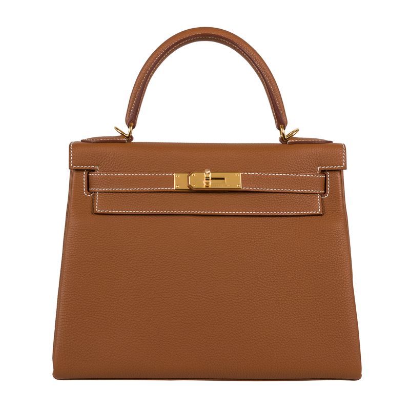 Herm�s 28cm Kelly Retourne Gold Togo Leather Gold Hardware