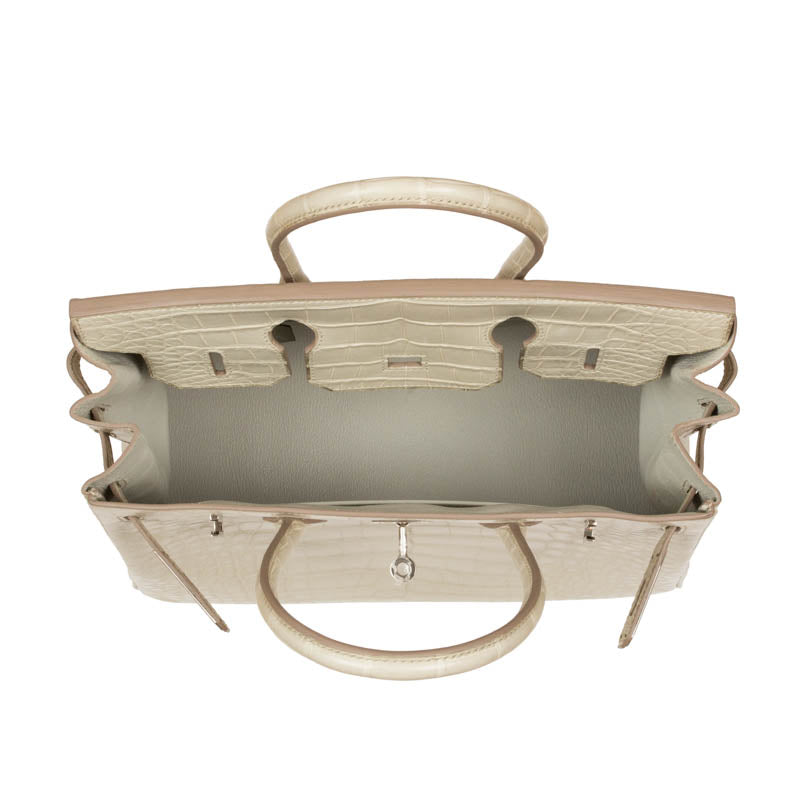 Herm�s 30cm Birkin Beton Matte Alligator Palladium Hardware