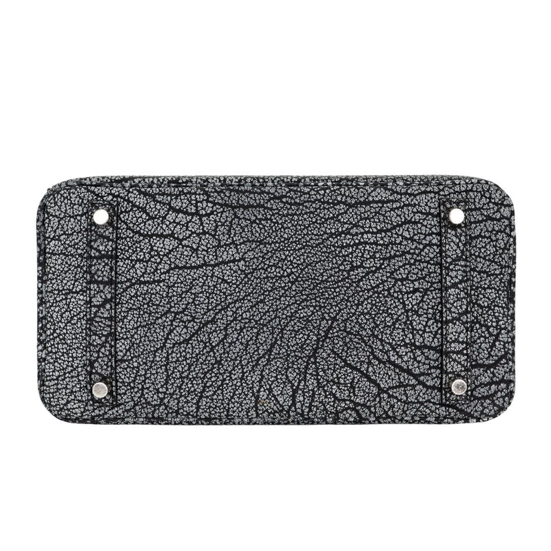 Herm�s 30cm Birkin Black Dalmatian Buffalo Leather Palladium Hardware