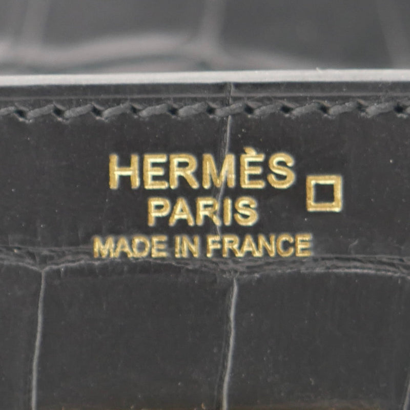 Herm�s 30cm Birkin Black Matte Alligator Gold Hardware