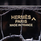 Herm�s 30cm Birkin Black Shiny Crocodile Porosus Gold Hardware