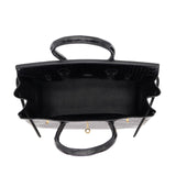 Herm�s 30cm Birkin Black Shiny Crocodile Porosus Gold Hardware