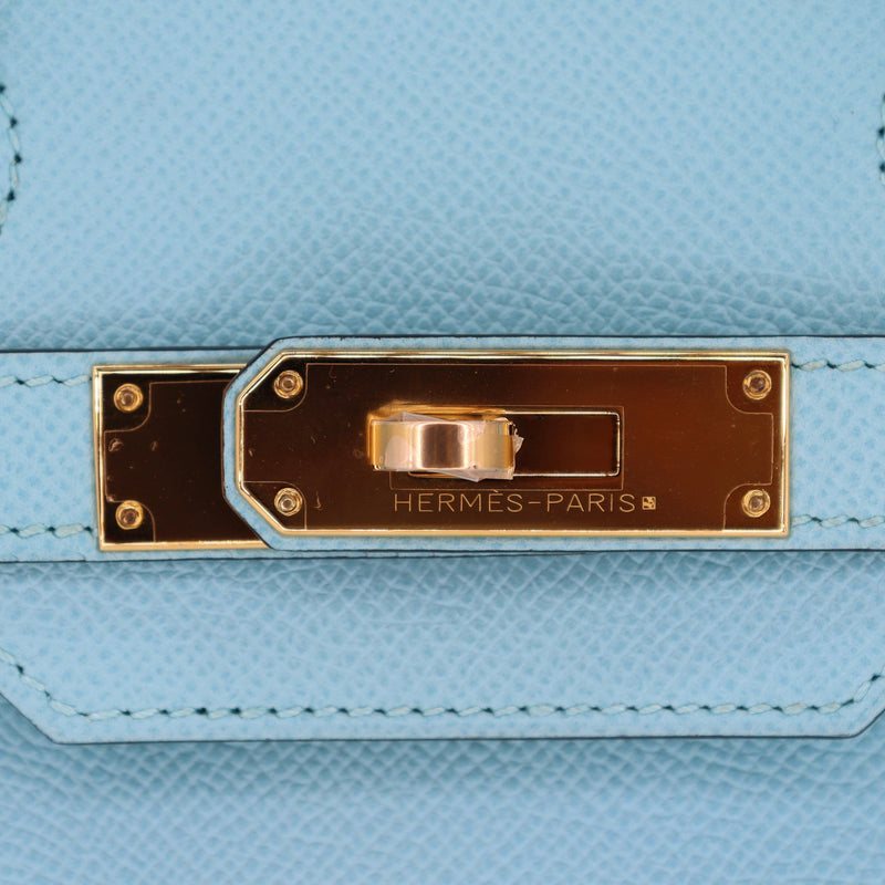 Herm�s 30cm Birkin Bleu Atoll Epsom Leather Gold Hardware