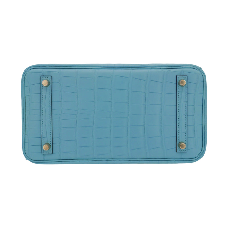 Herm�s 30cm Birkin Bleu Saint Cyr Matte Alligator Gold Hardware