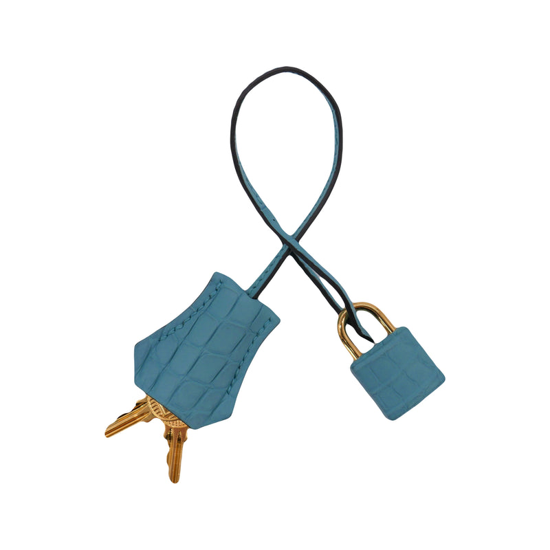 Herm�s 30cm Birkin Bleu Saint Cyr Matte Alligator Gold Hardware