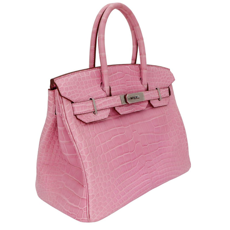 Herm�s 30cm Birkin Bubblegum Matte Alligator Palladium Hardware