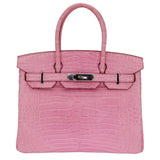 Herm�s 30cm Birkin Bubblegum Matte Alligator Palladium Hardware