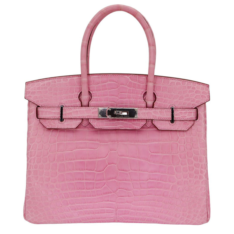 Herm�s 30cm Birkin Bubblegum Matte Alligator Palladium Hardware