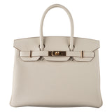 Herm�s 30cm Birkin Craie Togo Leather Rose Gold Hardware