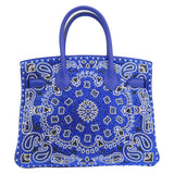 Herm�s 30cm Birkin Customized Blue Bandana Swarovski Crystal Palladium Hardware