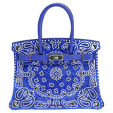 Herm�s 30cm Birkin Customized Blue Bandana Swarovski Crystal Palladium Hardware