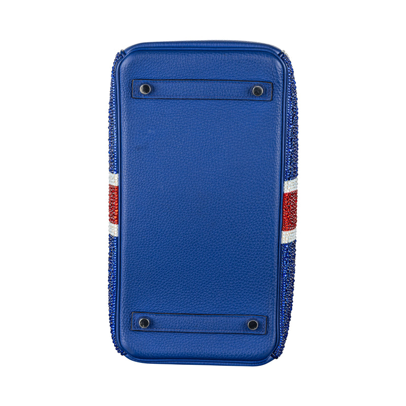 Herm�s 30cm Birkin Customized Union Jack Swarovski Crystal Palladium Hardware