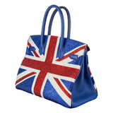 Herm�s 30cm Birkin Customized Union Jack Swarovski Crystal Palladium Hardware