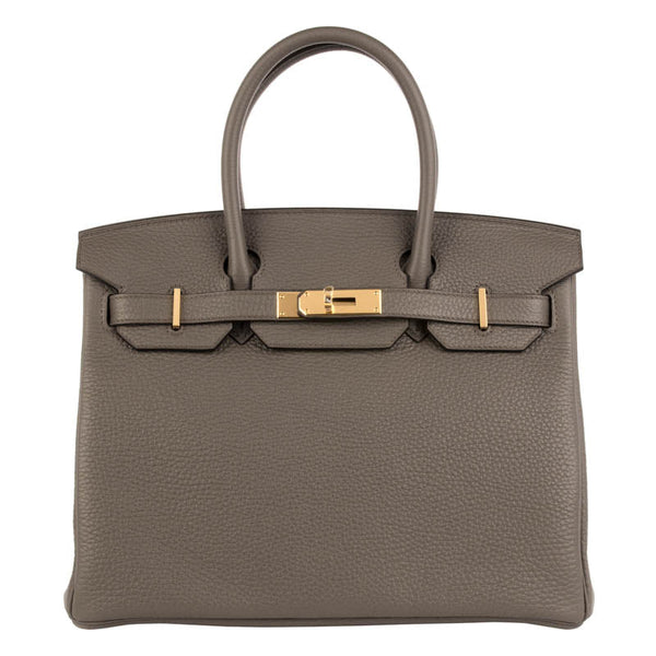 Herm�s 30cm Birkin Etain Clemence Leather Gold Hardware