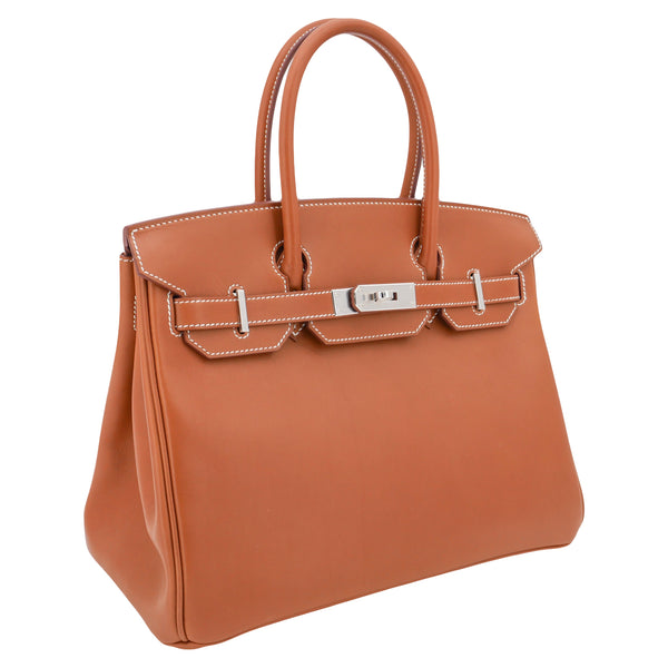 Herm�s 30cm Birkin Fauve Barenia Leather Palladium Hardware