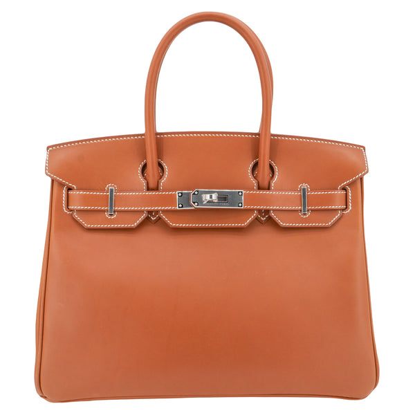 Herm�s 30cm Birkin Fauve Barenia Leather Palladium Hardware