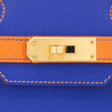 Herm�s 30cm Birkin HSS Bleu Electrique/Orange Epsom Brushed Gold Hardware