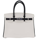 Herm�s 30cm Birkin HSS Panda Black/White Clemence Leather Palladium Hardware