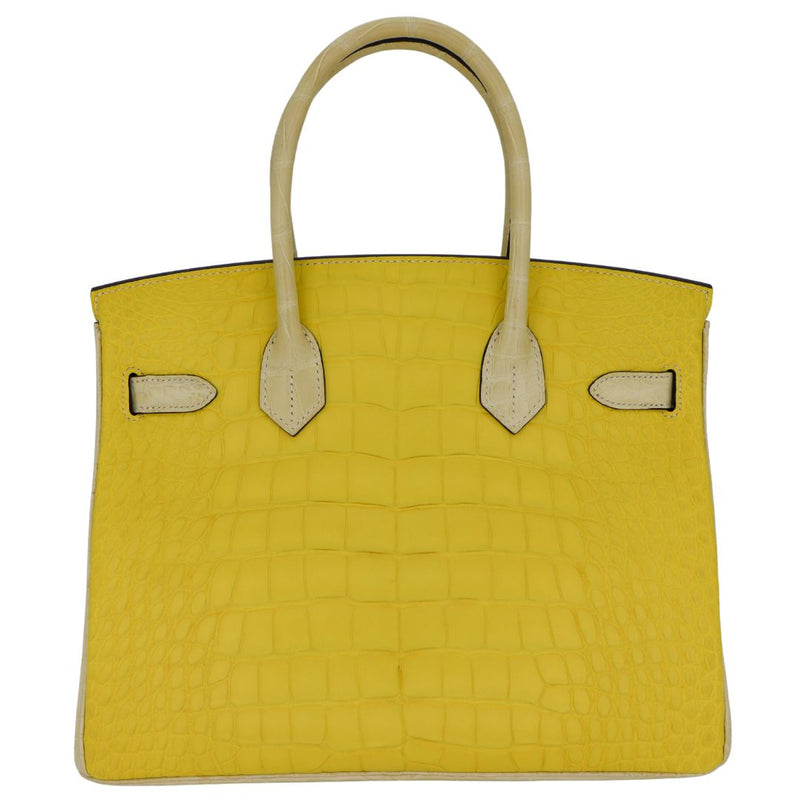 Herm�s 30cm Birkin HSS Vanille/ Mimosa Matte Alligator Palladium Hardware