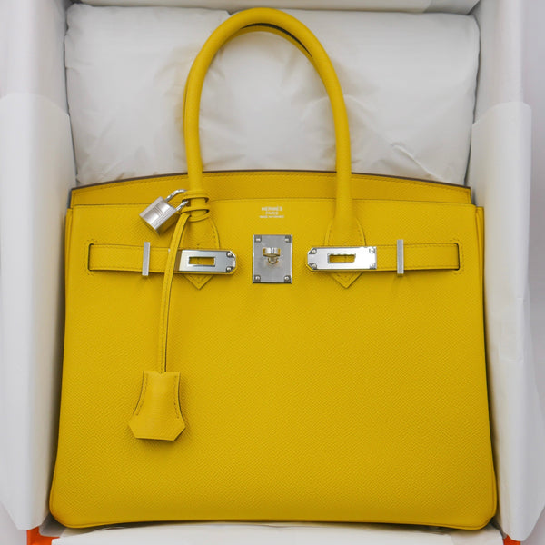 Herm�s 30cm Birkin Jaune De Naples Epsom Leather Palladium Hardware