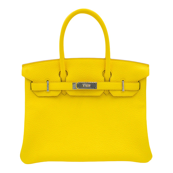 Herm�s 30cm Birkin Lime Clemence Leather Palladium Hardware