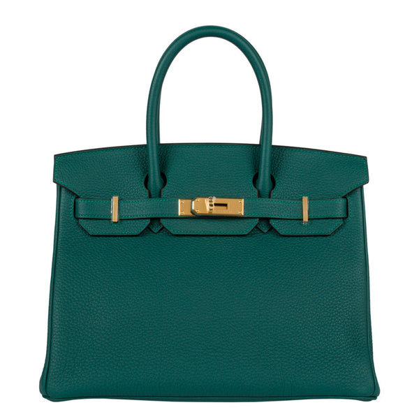 Herm�s 30cm Birkin Malachite Togo Leather Gold Hardware