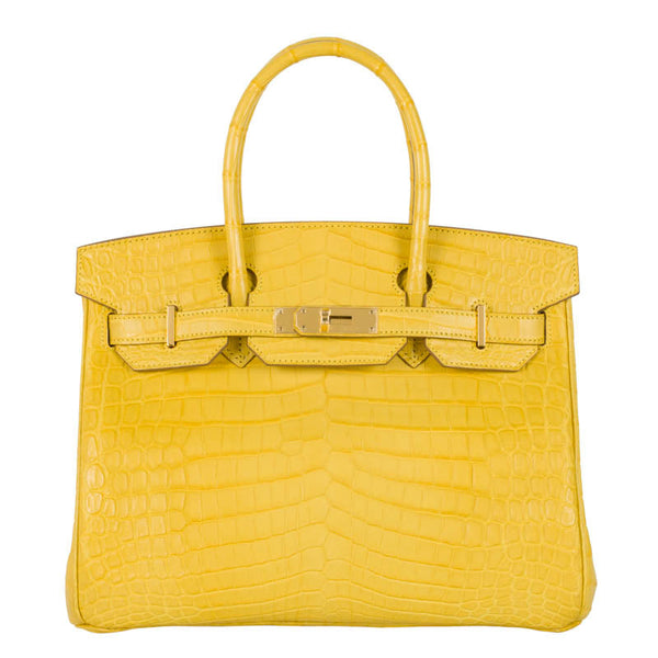 Herm�s 30cm Birkin Mimosa Matte Niloticus Gold Hardware