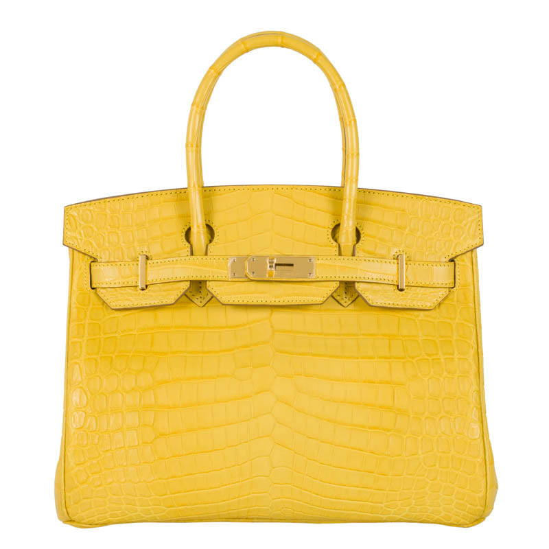 Herm�s 30cm Birkin Mimosa Matte Niloticus Gold Hardware