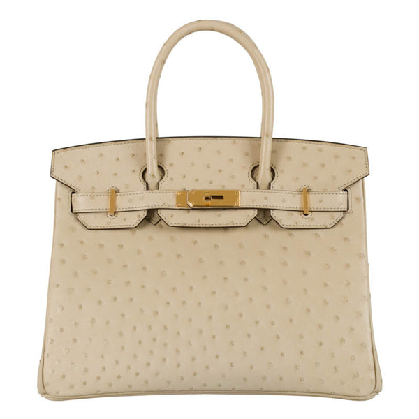 Herm�s 30cm Birkin Parchiem Ostrich Gold Hardware