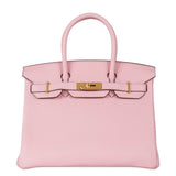 Herm�s 30cm Birkin Rose Sakura Clemence Leather Gold Hardware
