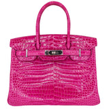 Herm�s 30cm Birkin Rose Scheherazade Porosus Crocodile Palladium Hardware