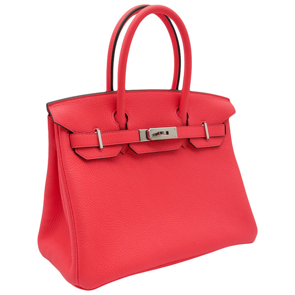 Herm�s 30cm Birkin Rose Texas Clemence Leather Palladium Hardware