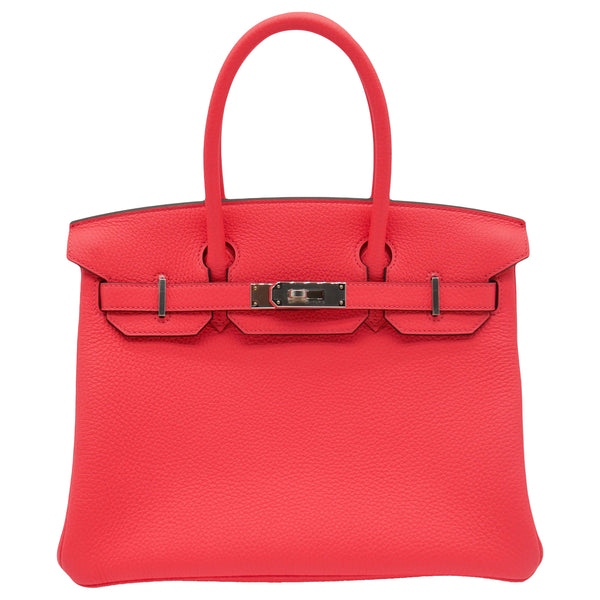 Herm�s 30cm Birkin Rose Texas Clemence Leather Palladium Hardware