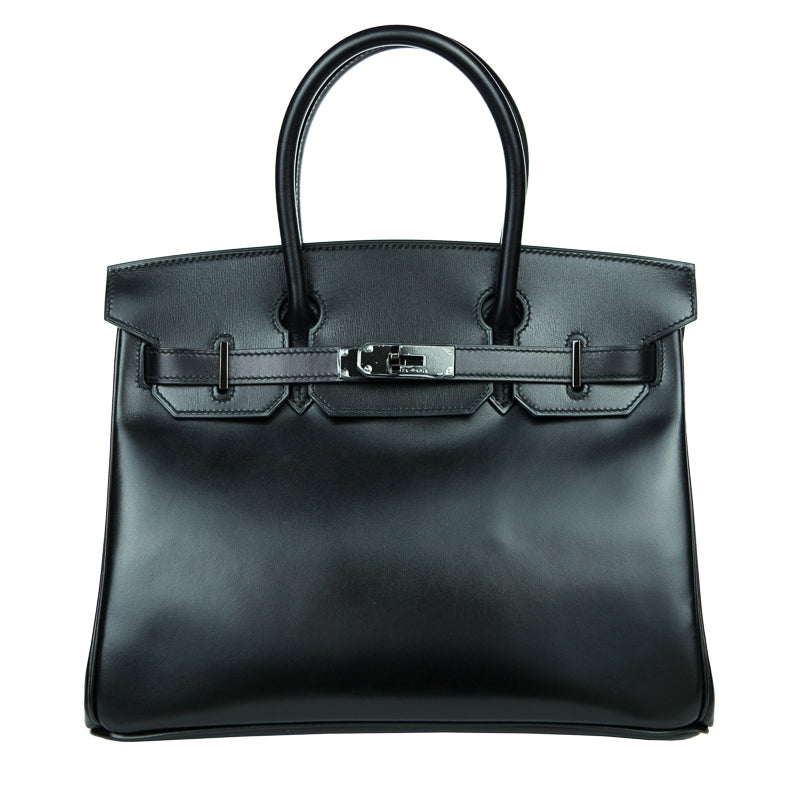 Herm�s 30cm Birkin So Black Box Calf Leather