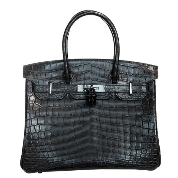 Herm�s 30cm Birkin So Black Matte Alligator