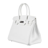 Herm�s 30cm Birkin White Clemence Leather Palladium Hardware