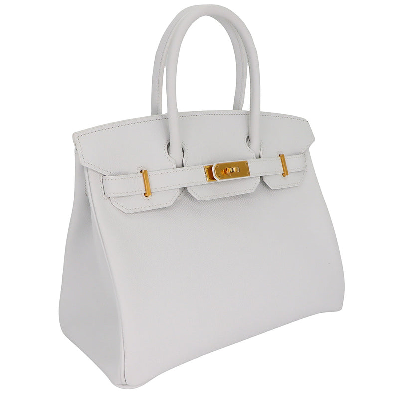 Herm�s 30cm Birkin White Epsom Leather Gold Hardware