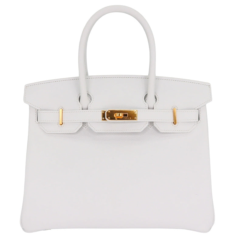 Herm�s 30cm Birkin White Epsom Leather Gold Hardware