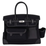 Herm�s 35cm Birkin Cargo Black Canvas Swift Leather Palladium Hardware