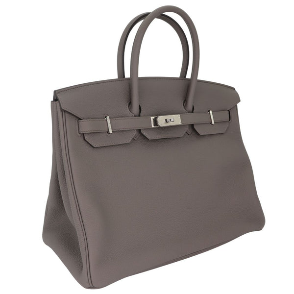 Herm�s 35cm Birkin Gris Etain Togo Leather Palladium Hardware