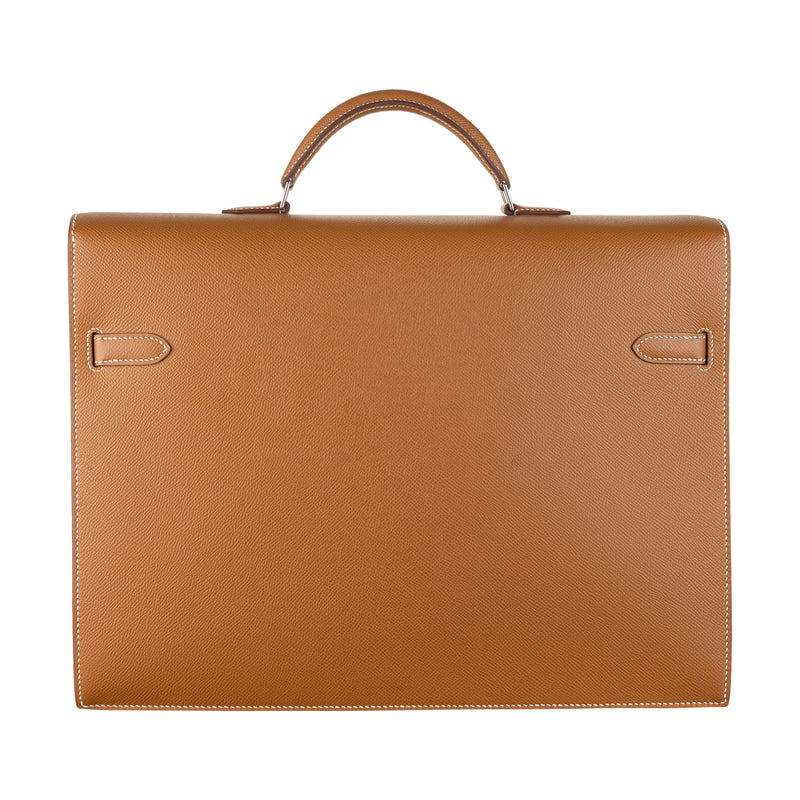 Herm�s 38cm Kelly Depeche Gold Epsom Leather Palladium Hardware