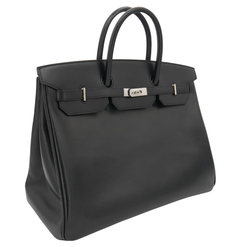 Herm�s 40cm Birkin Black Box Calf Leather Palladium Hardware