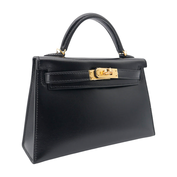 Herm�s Kelly Mini II Black Box Calf Leather GHW