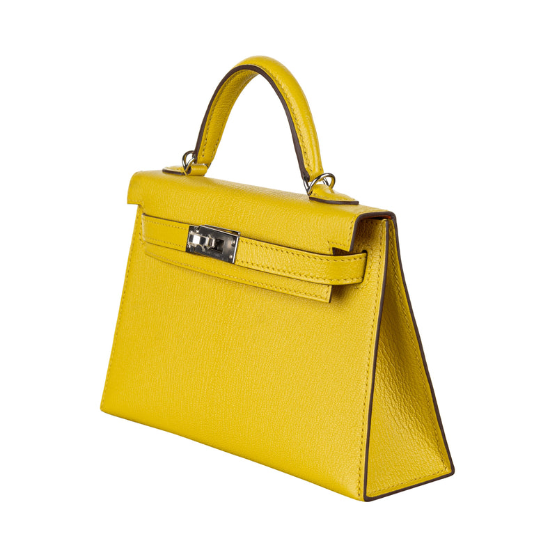 Herm�s Kelly Mini II Jaune De Naples Ch√®vre Leather PHW