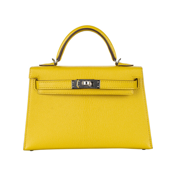 Herm�s Kelly Mini II Jaune De Naples Ch√®vre Leather PHW