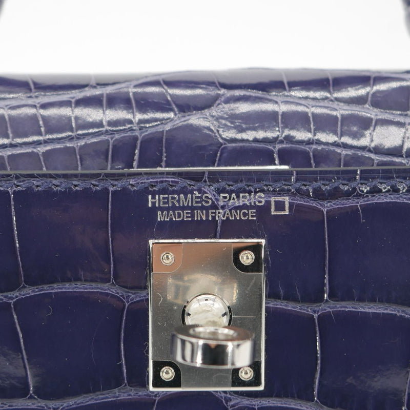 Herm�s Mini Kelly II Bleu Encre Shiny Alligator PHW